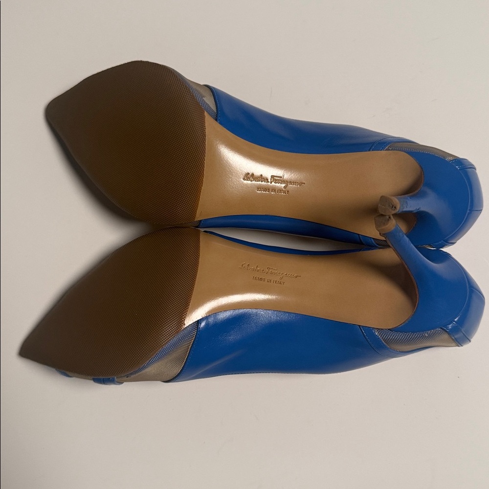 Salvatore Ferragamo Blue kitten Heels - Picture 6 of 6